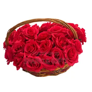 Basket of Natural Rose Flower Bouquet for Her Birthday