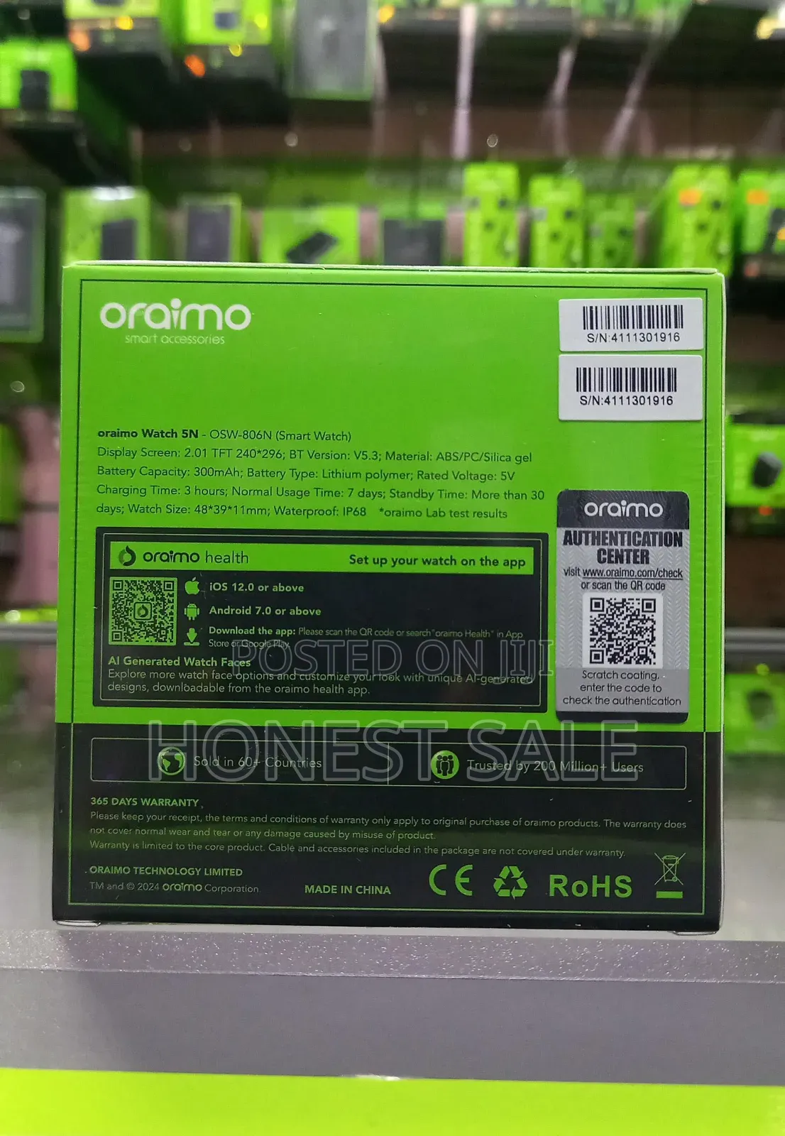 Oraimo Watch 5n 2.01'' TFT Ip68 Smart Watch