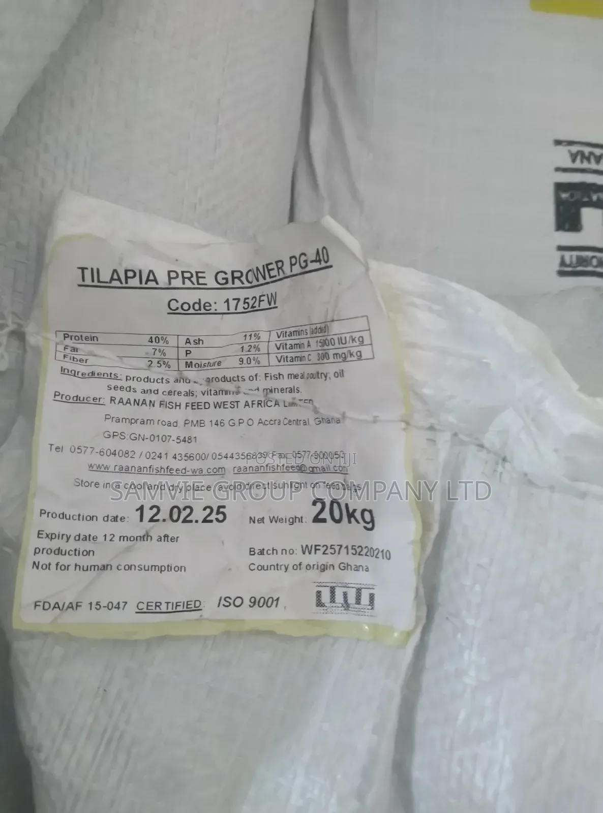 Raanan Tilapia Feed Pg40 or 2mm 20kg