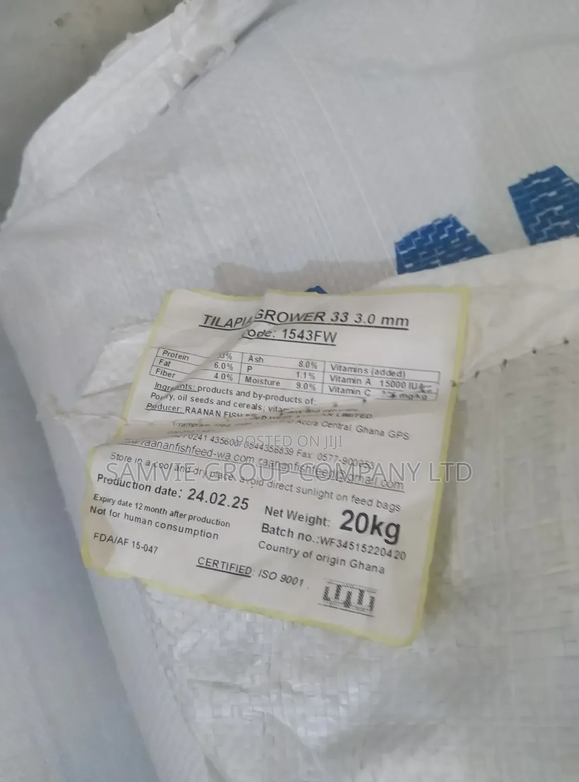 Raanan Tilapia Feed 3mm 20kg