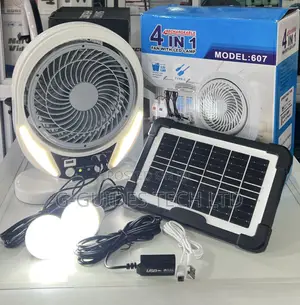 4 in 1 Rechargeable Solar Fan With Led Light 607