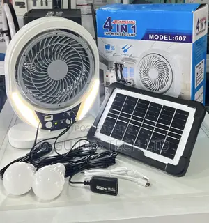 4 in 1 Rechargeable Solar Fan With Led Light 607