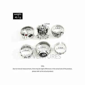 Fashion Heavy Metal Hip Hop Ring Set for Men - Silver