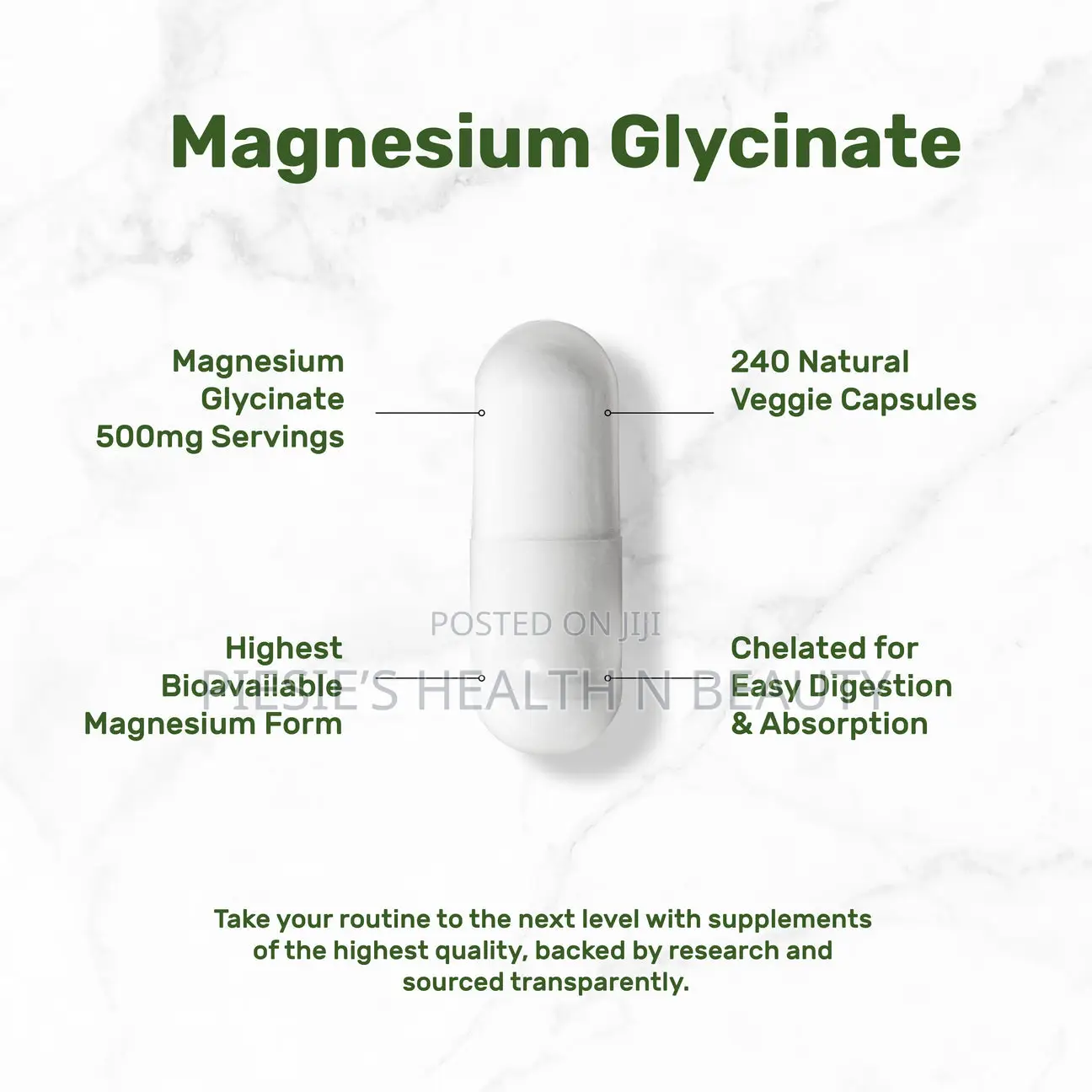 Magnesium Glycinate 500mg, 240 Veggie Capsules