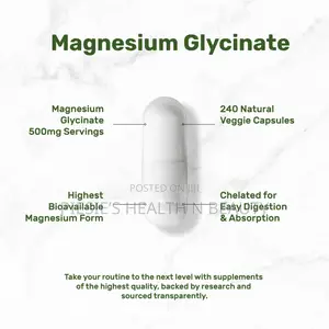 Magnesium Glycinate 500mg, 240 Veggie Capsules