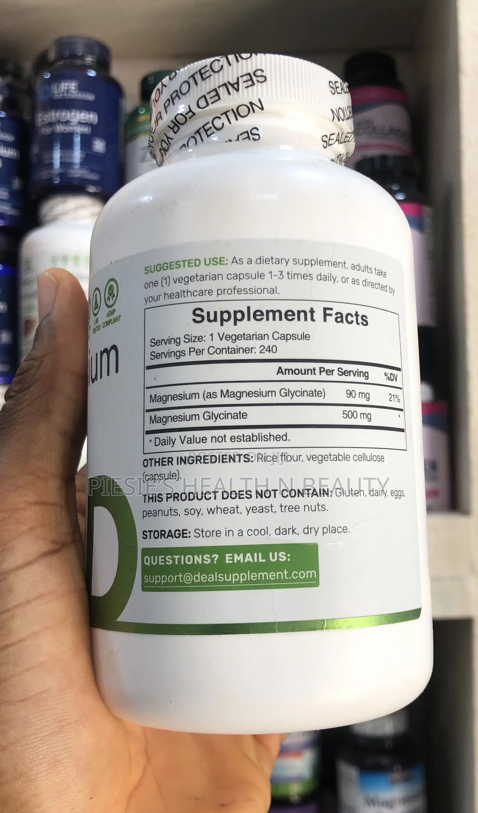 Magnesium Glycinate 500mg, 240 Veggie Capsules