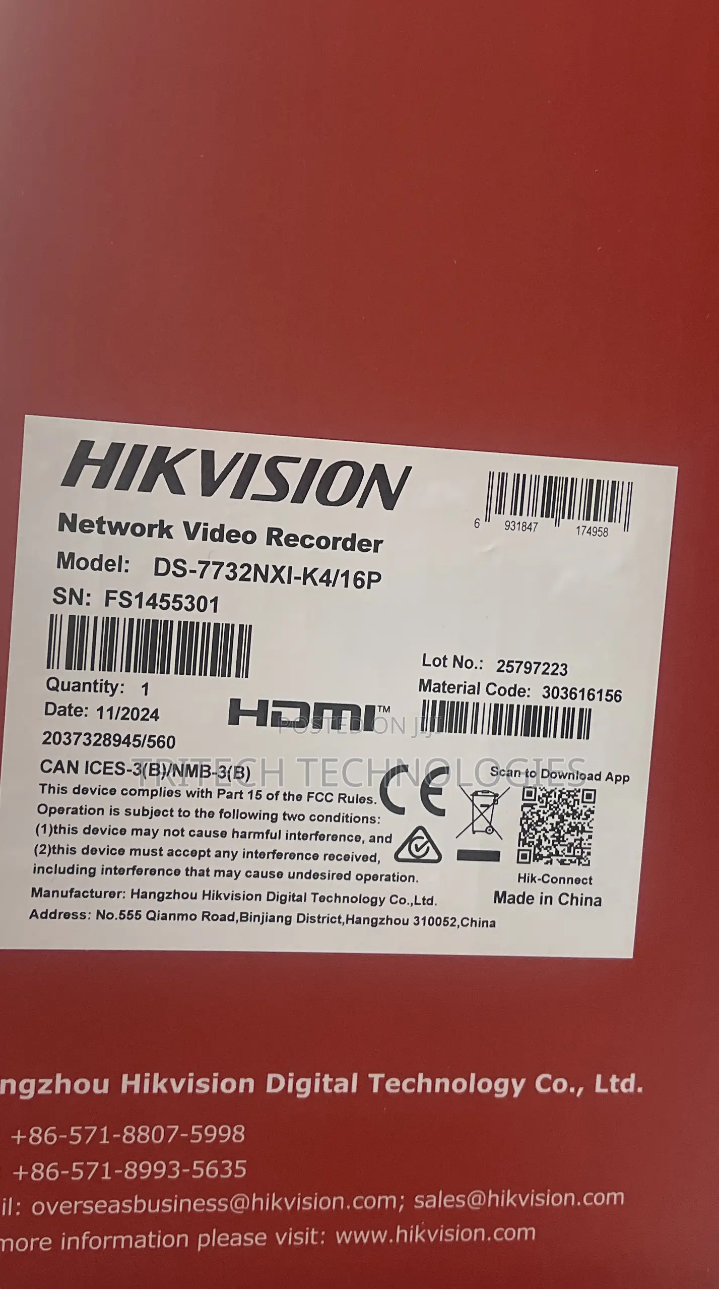 Hikvision Ds-7732nxi-/16p 32ch NVR With 16port Poe