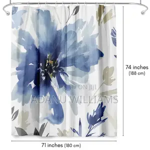 Durable 2in1 Shower Curtain With 12 Hooks ( Door Window)
