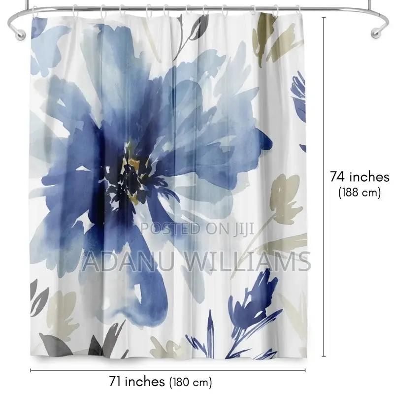 Durable 2in1 Shower Curtain With 12 Hooks ( Door Window)
