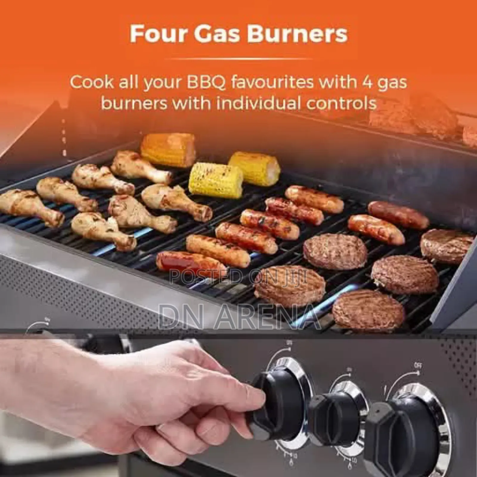 El-Fuego 4 Burner Gas Grill With Side Cooker