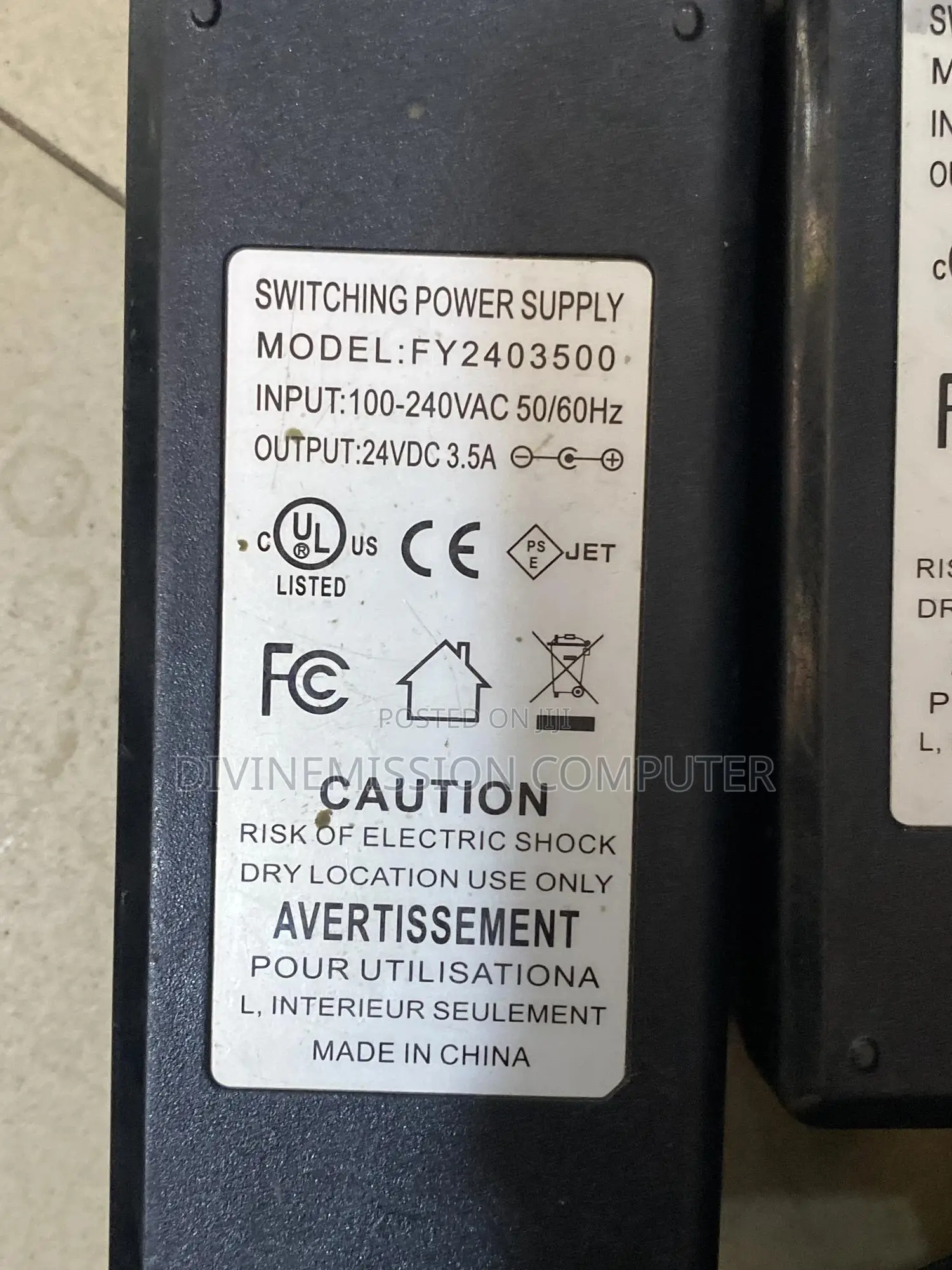 24vdc 3.5a Adapter/ Charger for Printer,Counter,Etc