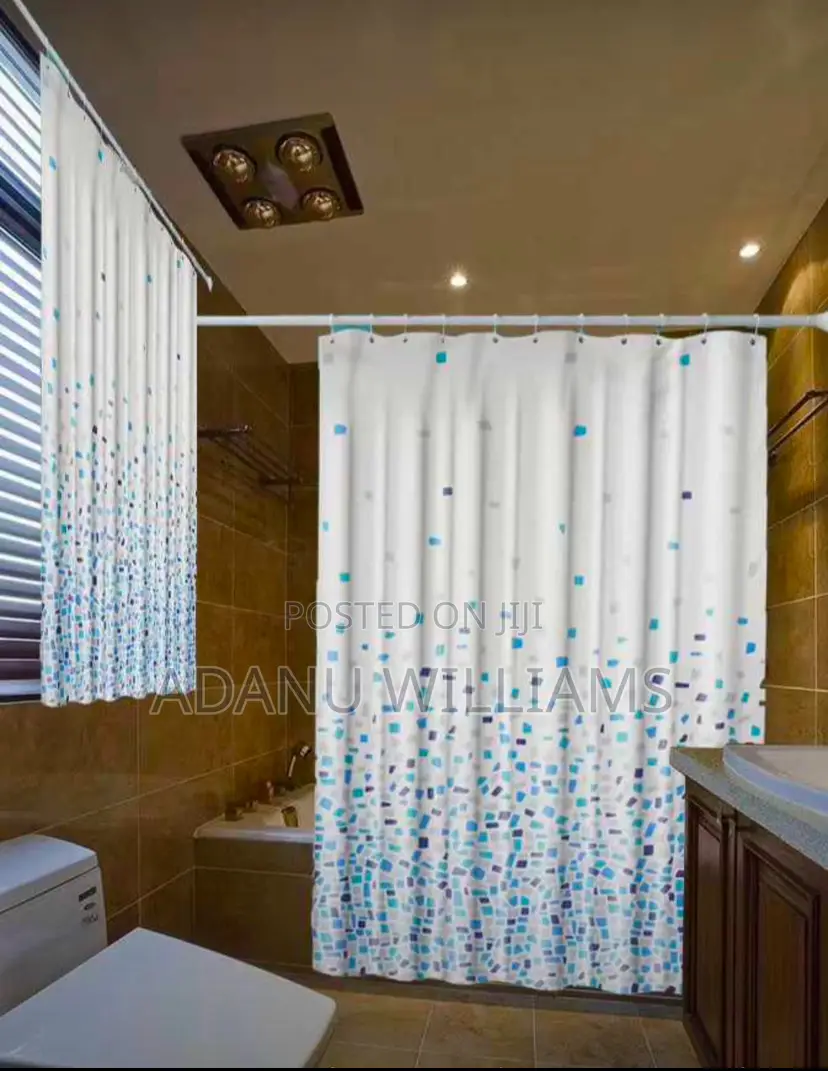 Durable 2in1 Shower Curtain With 12 Hooks ( Door Window)