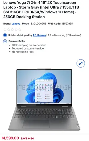 New Laptop Lenovo Yoga 7i 16GB Intel Core Ultra 7 SSD 1T