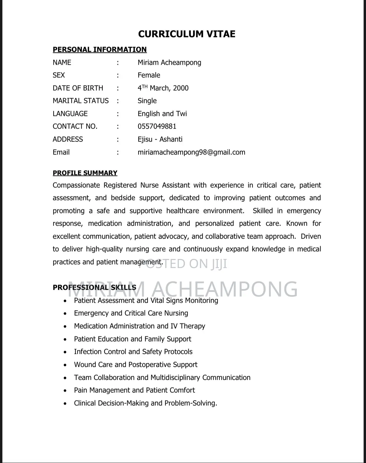 Caregiver for Hire at Airport With Accomodation