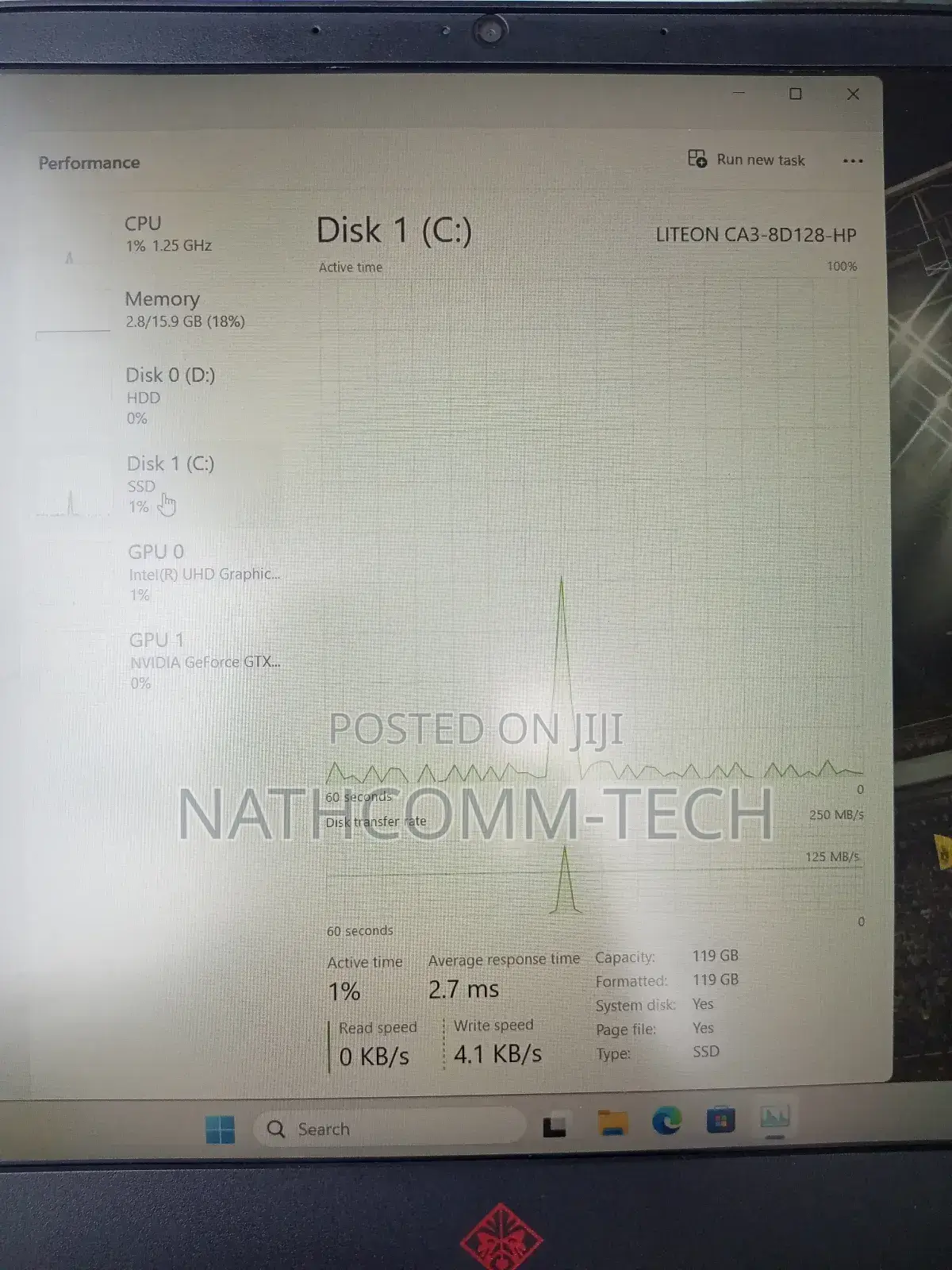 Laptop HP Omen 15-Dh002nr 16GB Intel Core I7 HDD+SSD 1T