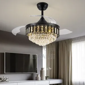 Remote Control Crystal Chandelier Fan With Light