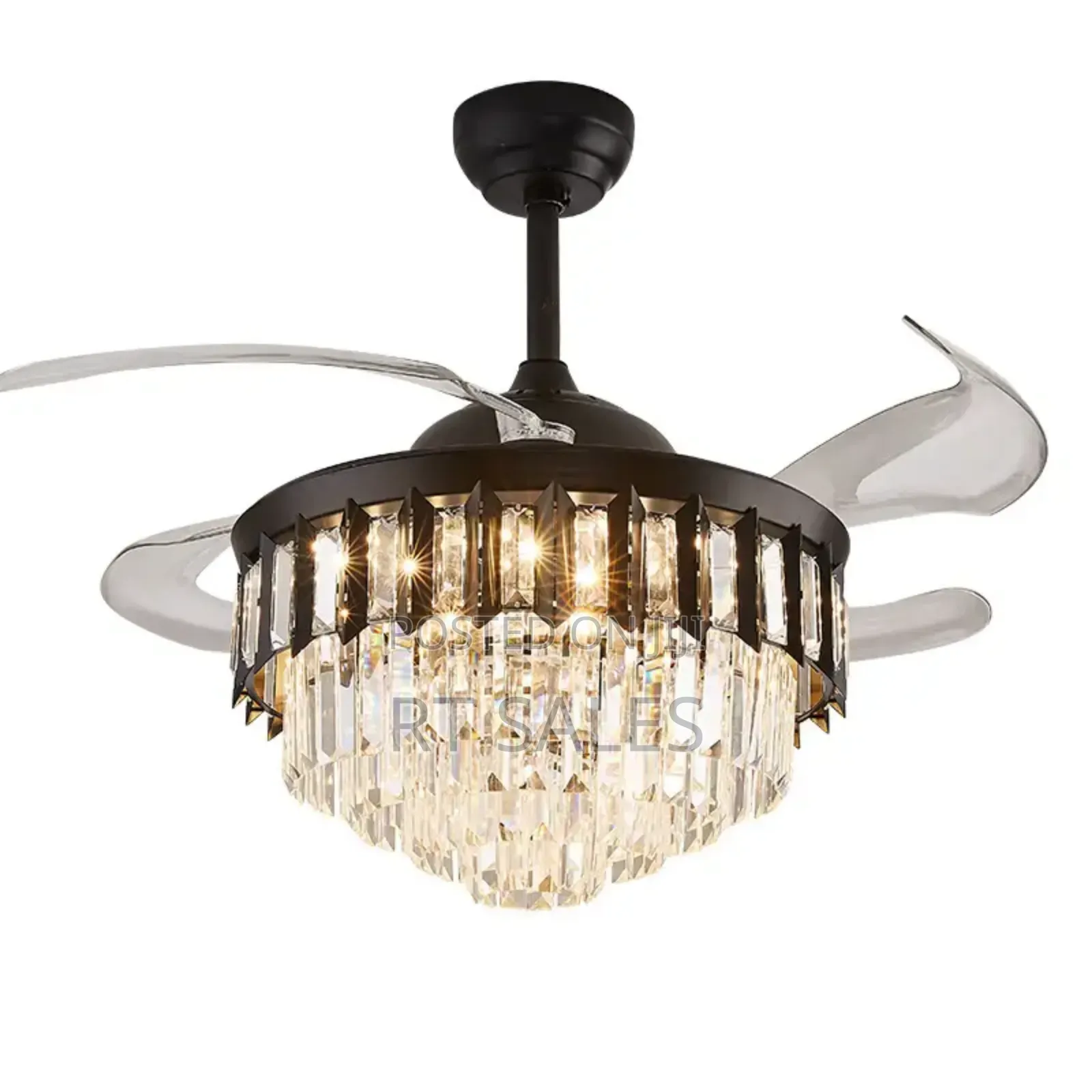 Remote Control Crystal Chandelier Fan With Light