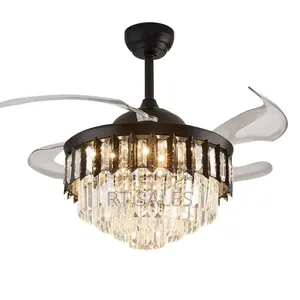 Remote Control Crystal Chandelier Fan With Light