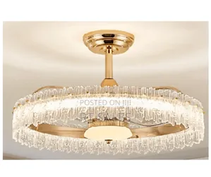 Golden Crystal Fan With Light.