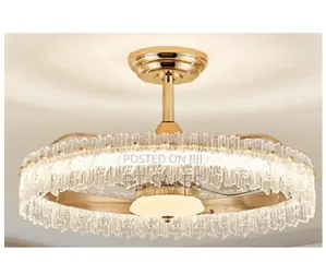 Golden Crystal Fan With Light.