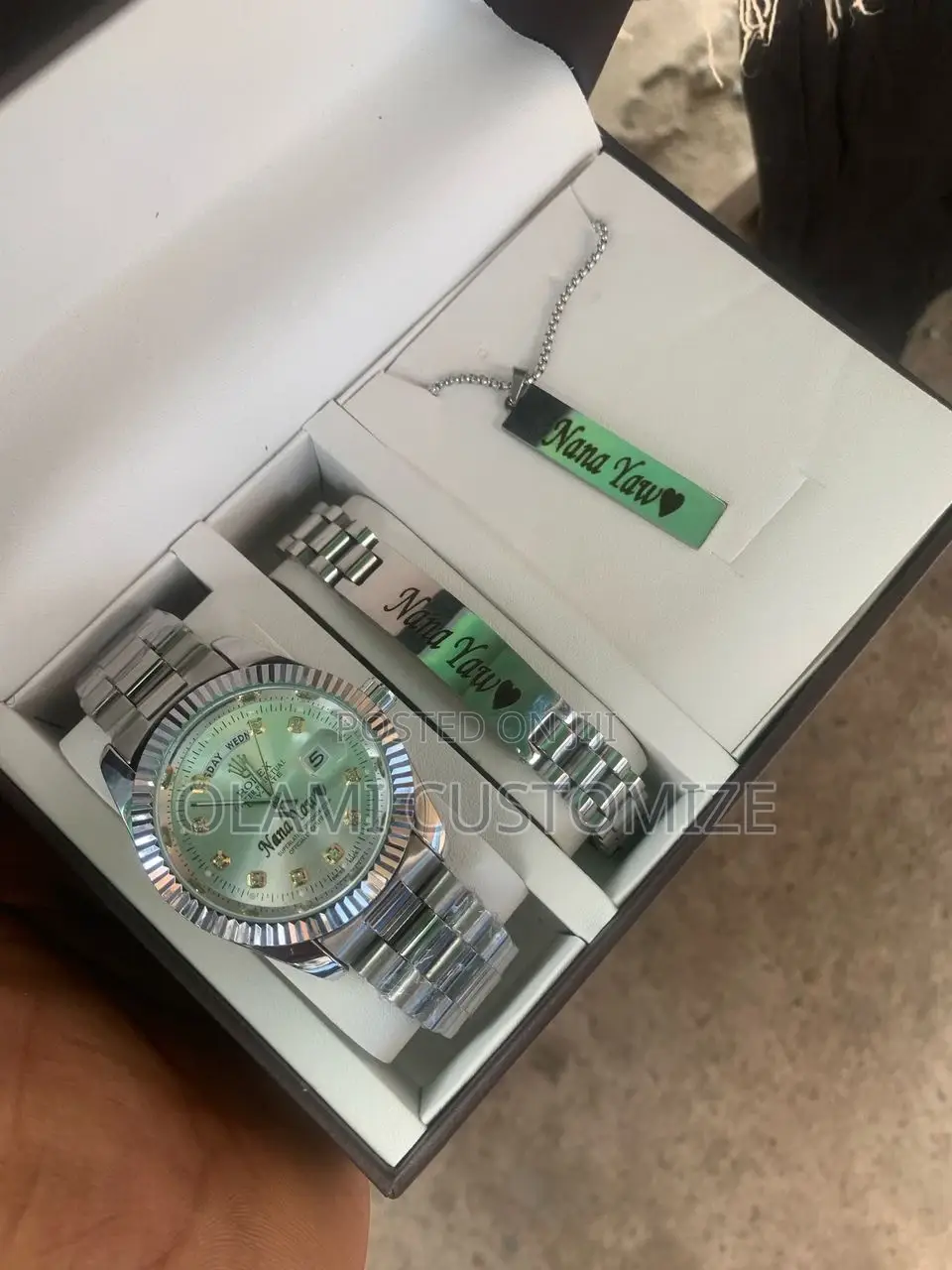 Engraved Necklace and Watches