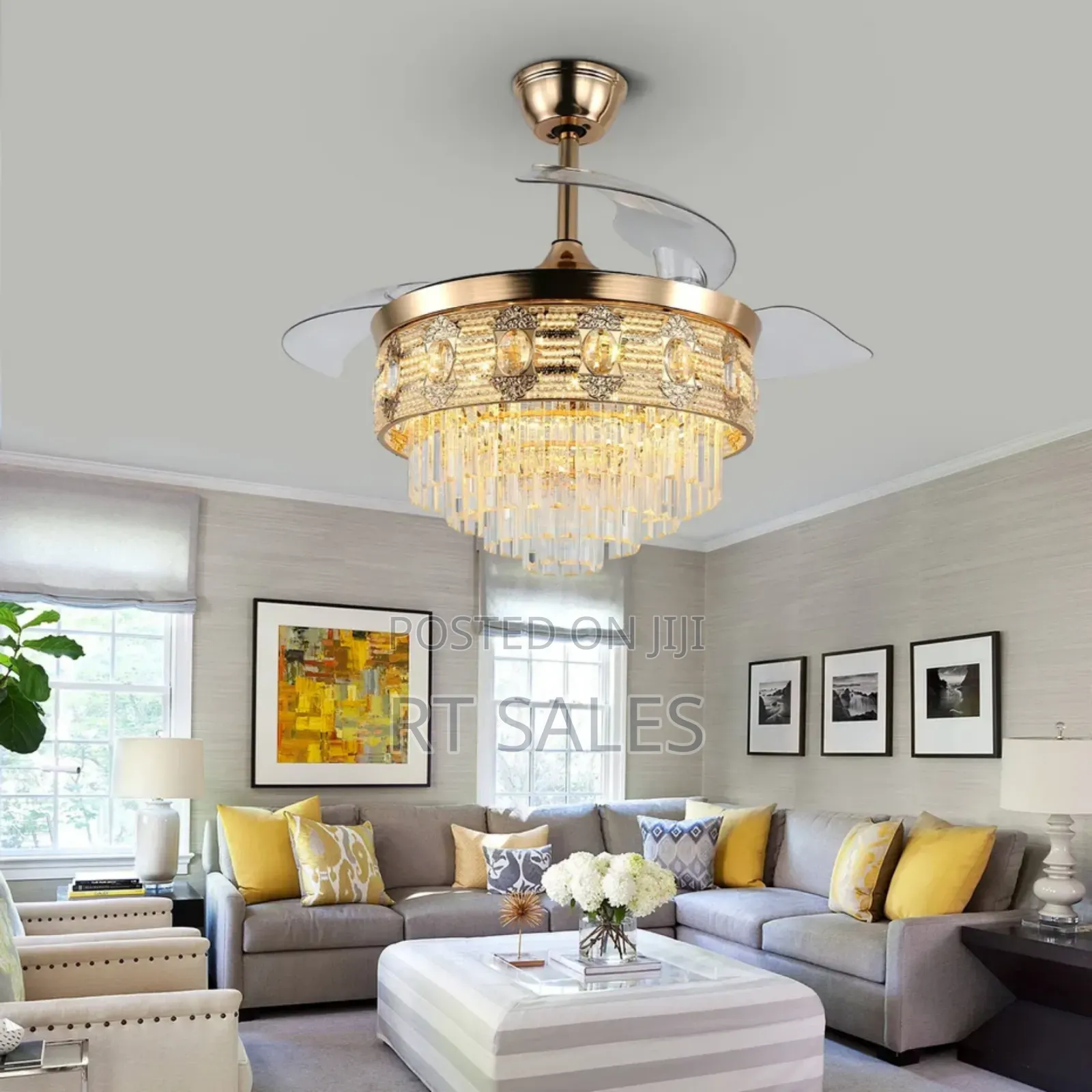 Led Remote Control Crystal Chandelier Fan With Light .