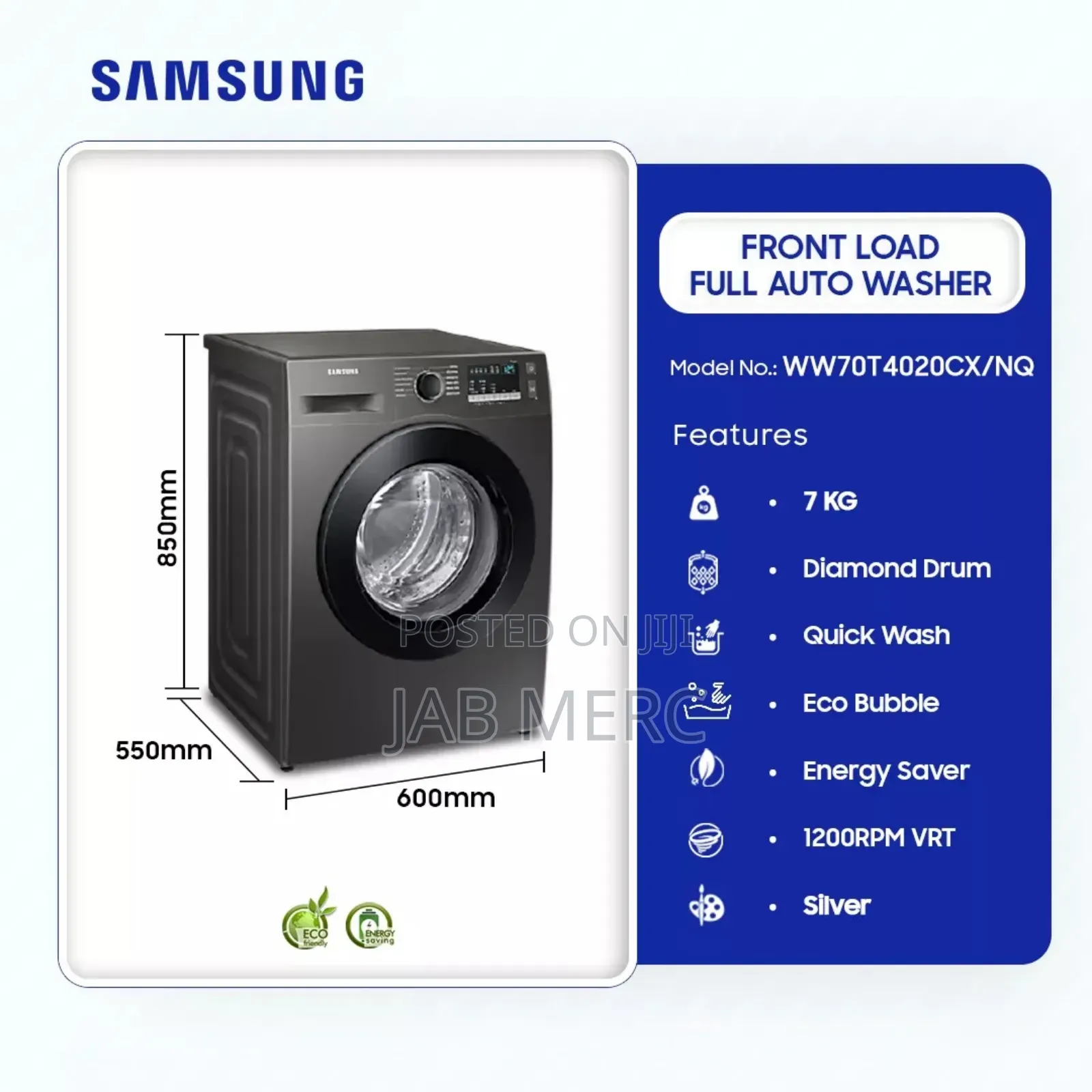 Discount Price Samsung Front Load Washing Machine - 7kg New