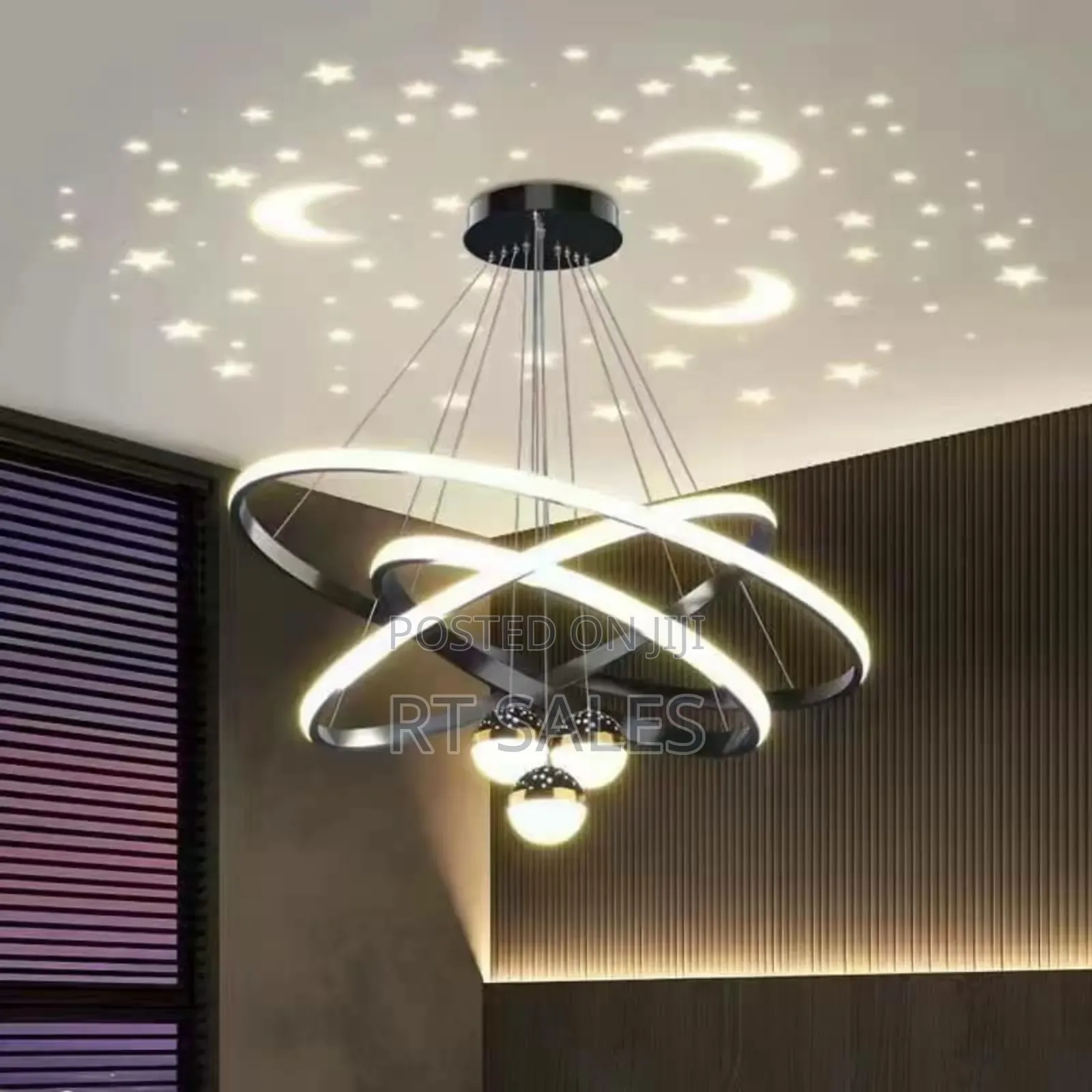 Black Neon Ceiling Chandelier Light