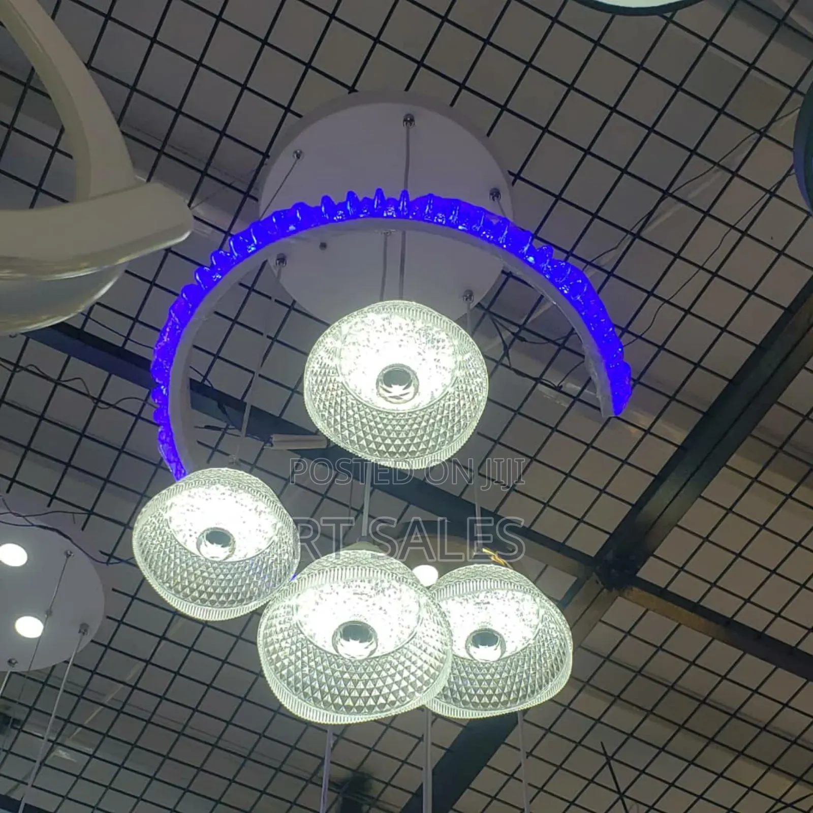 Blue and White Chandelier Light.