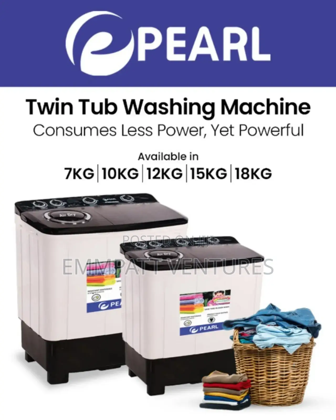 Pearl 10kg Twin Tub Washing Machine