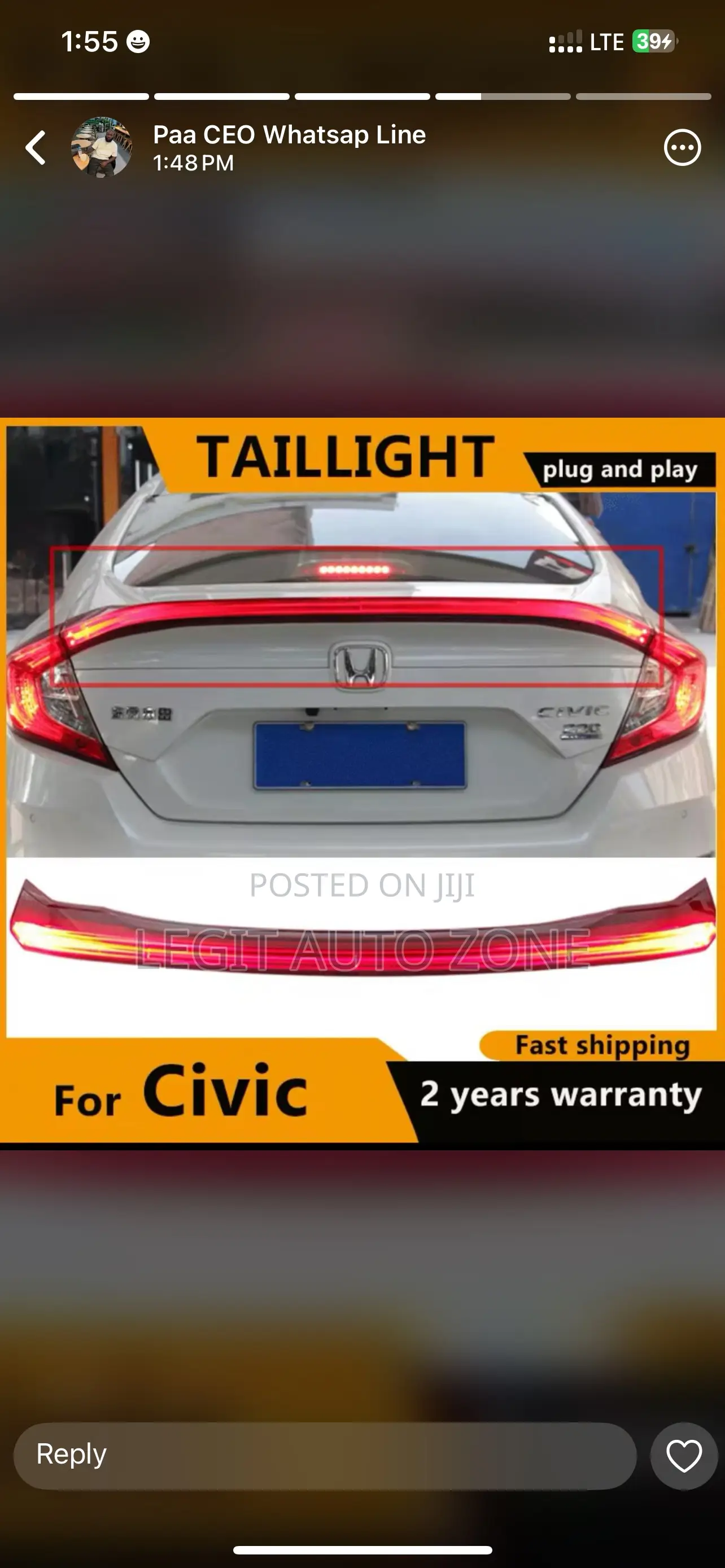 Honda Civic 2016,2017,2018,2019,2020 Boot Led