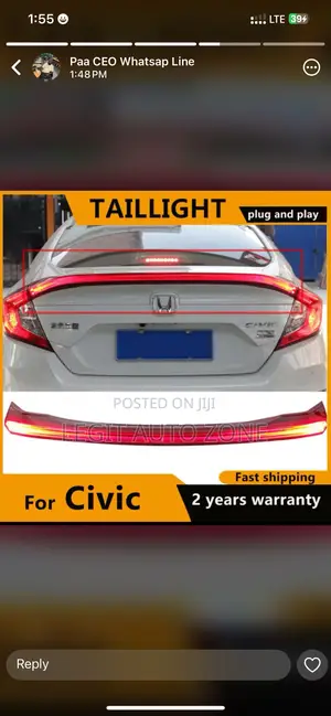 Honda Civic 2016,2017,2018,2019,2020 Boot Led
