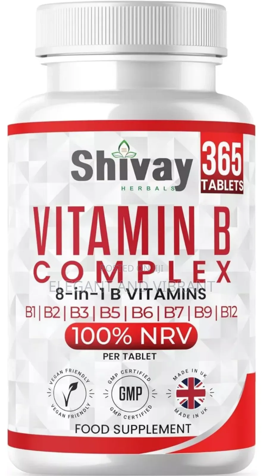 Vitamin B Complex 365, B1 B2 B3 B5 B6 B12 Folic Acid, Biotin