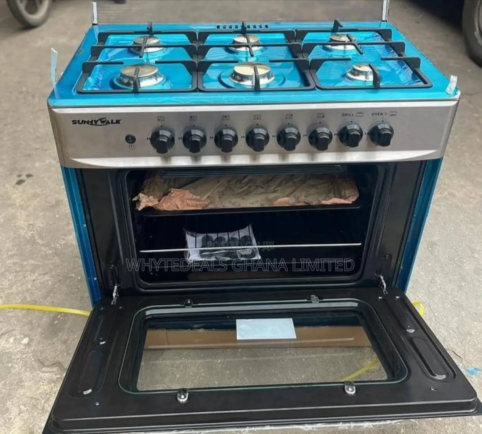 Sunny Walk 90x60 Gas Cooker| 5-Burners| Grill|Oven|Stainless