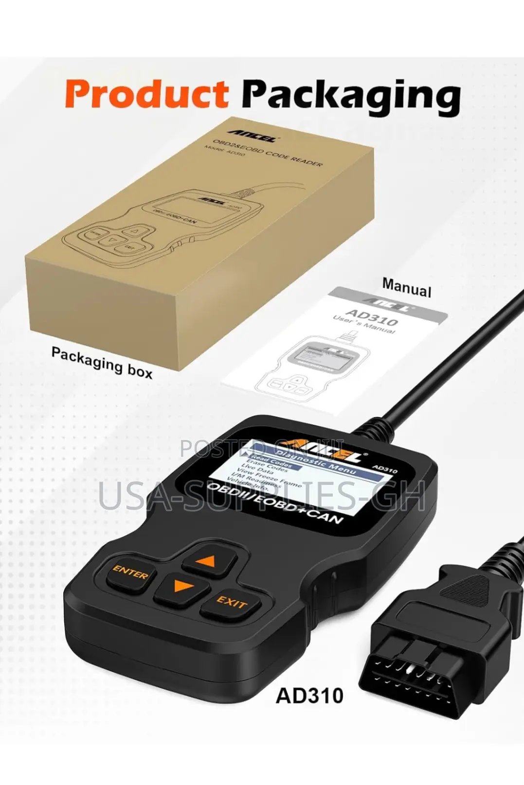 Ancel Ad310 Universal Obd2 Car Diagnostic Scanner - From Usa