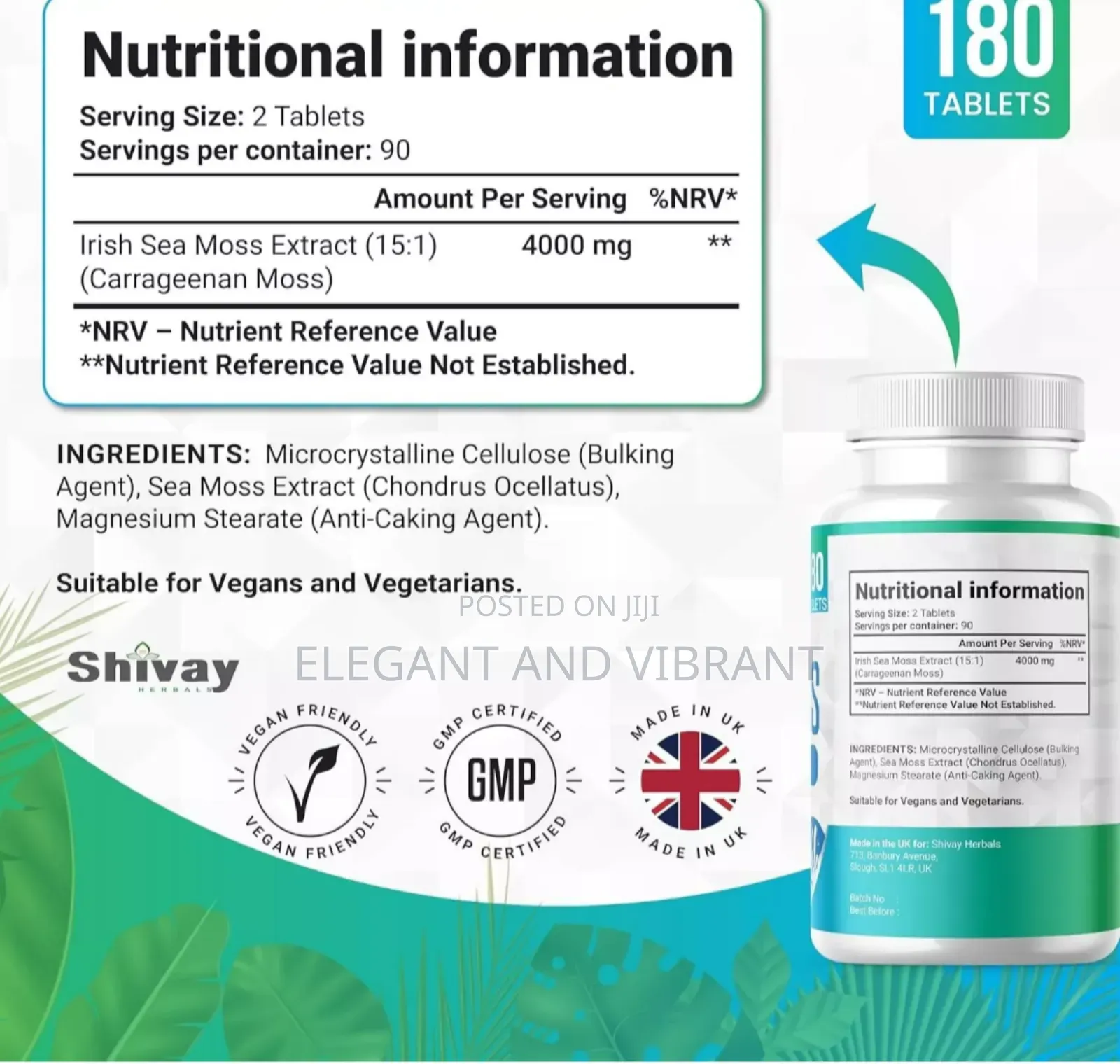 Sea Moss Extract 4000mg Per Serving | 180 Tab 90 Day Supply