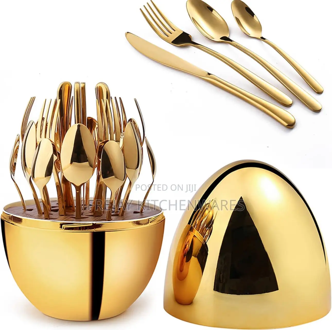 Gold Egg Shaped Cutlery Set