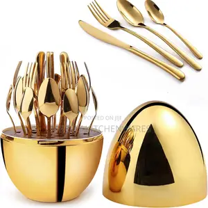 Gold Egg Shaped Cutlery Set