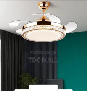 Retractable Golden Crystal Fanlight With Remote