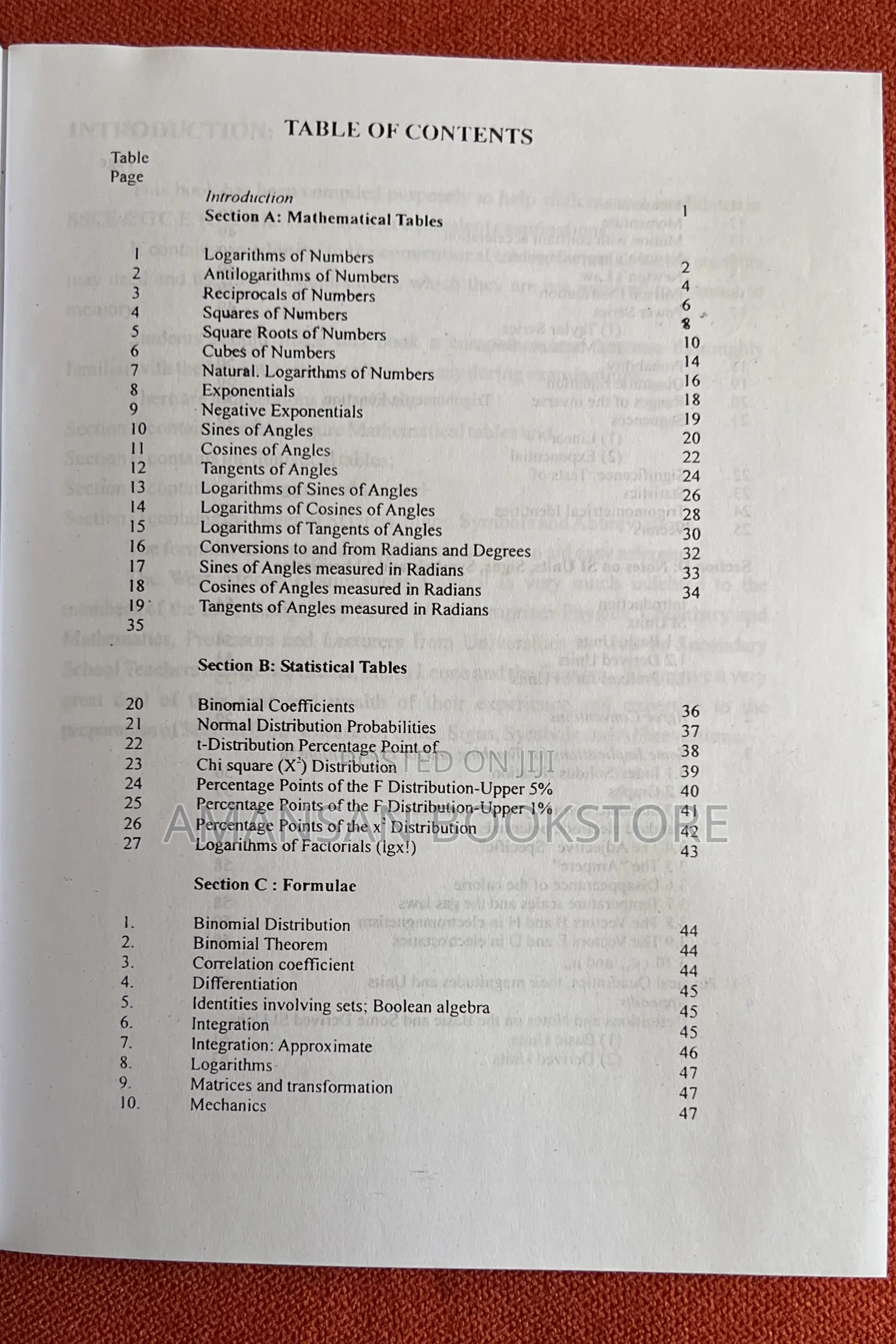 Waec Mathematical Statistical Tables and Formulae