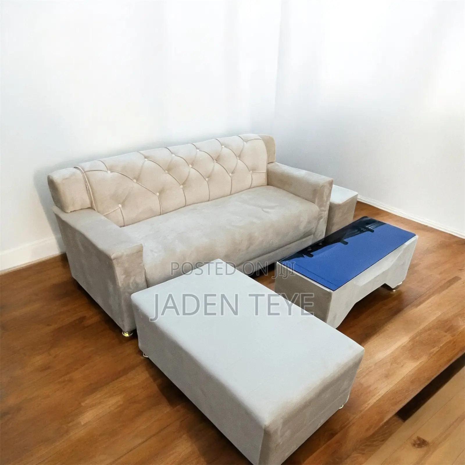 Cream Fabric Sofa Set