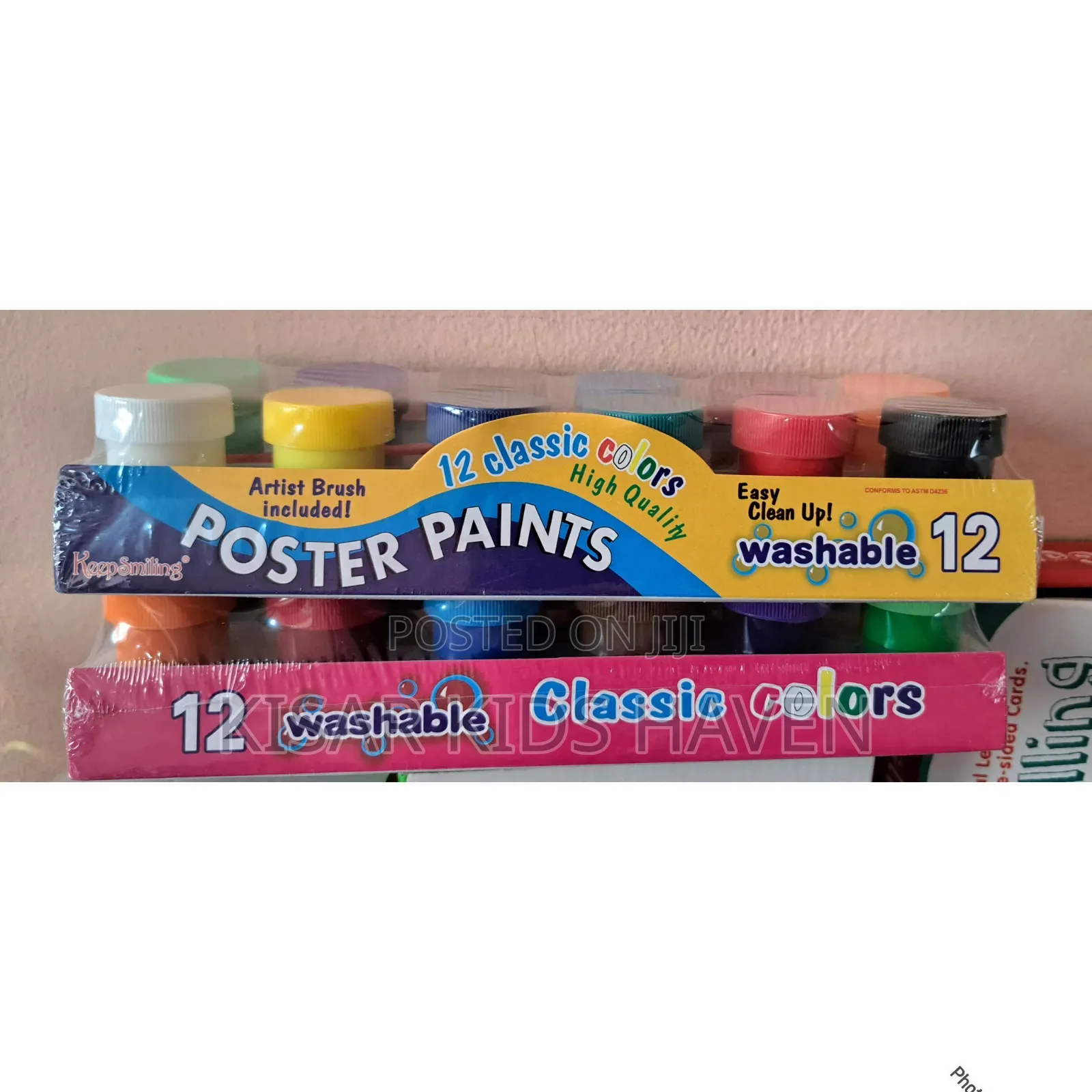 12 Washable Classic Poster Paint With Brush
