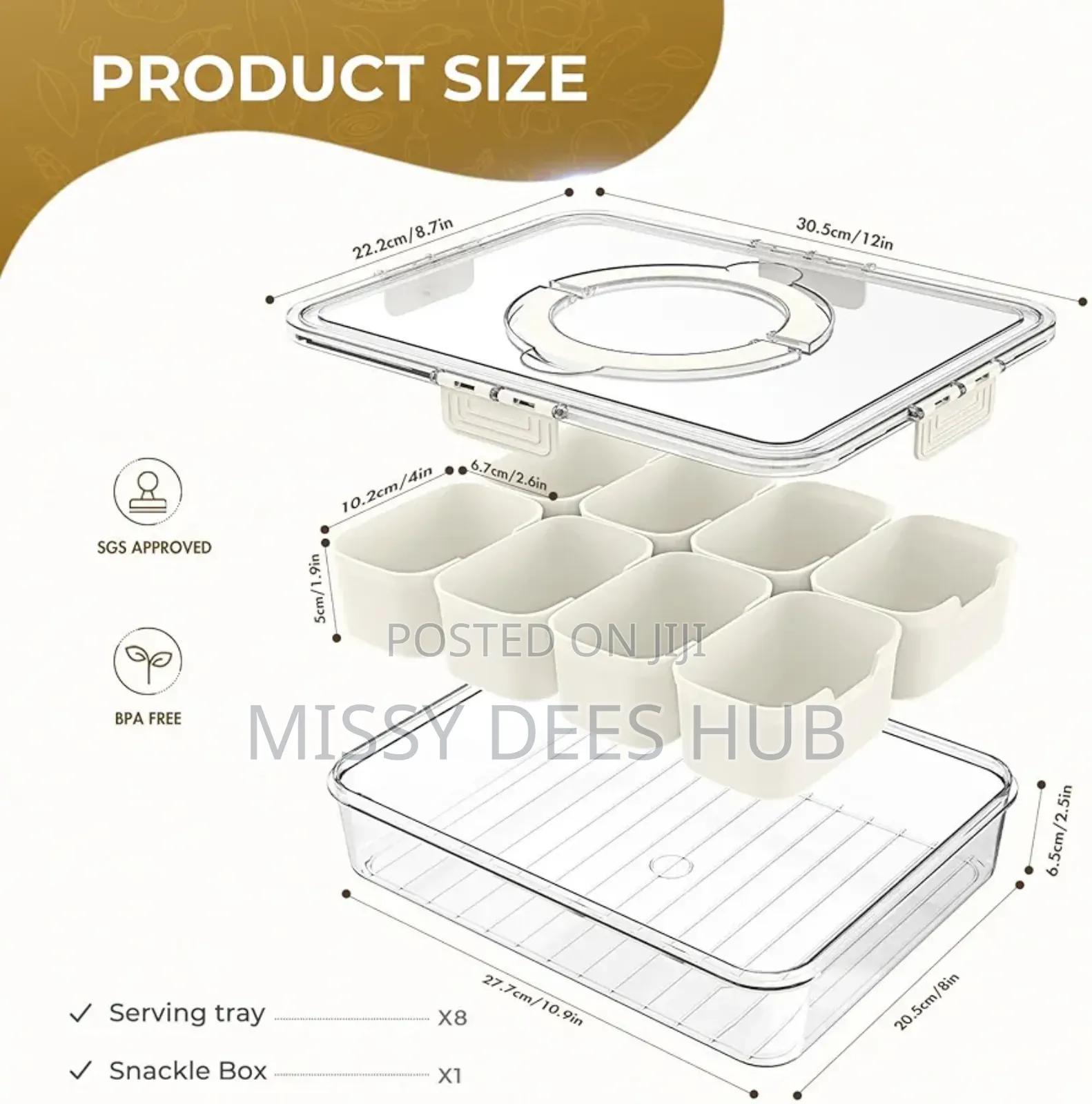 Multipurpose 8-Grid Acrylic Storage Bowl