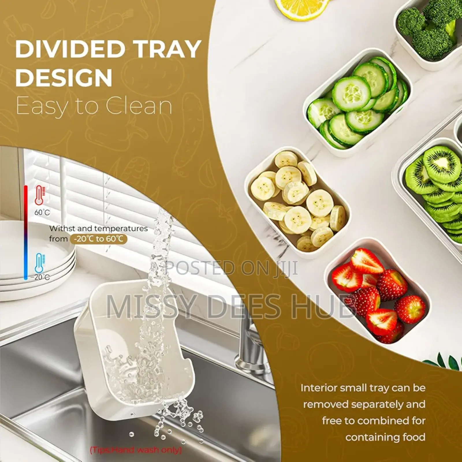 Multipurpose 8-Grid Acrylic Storage Bowl