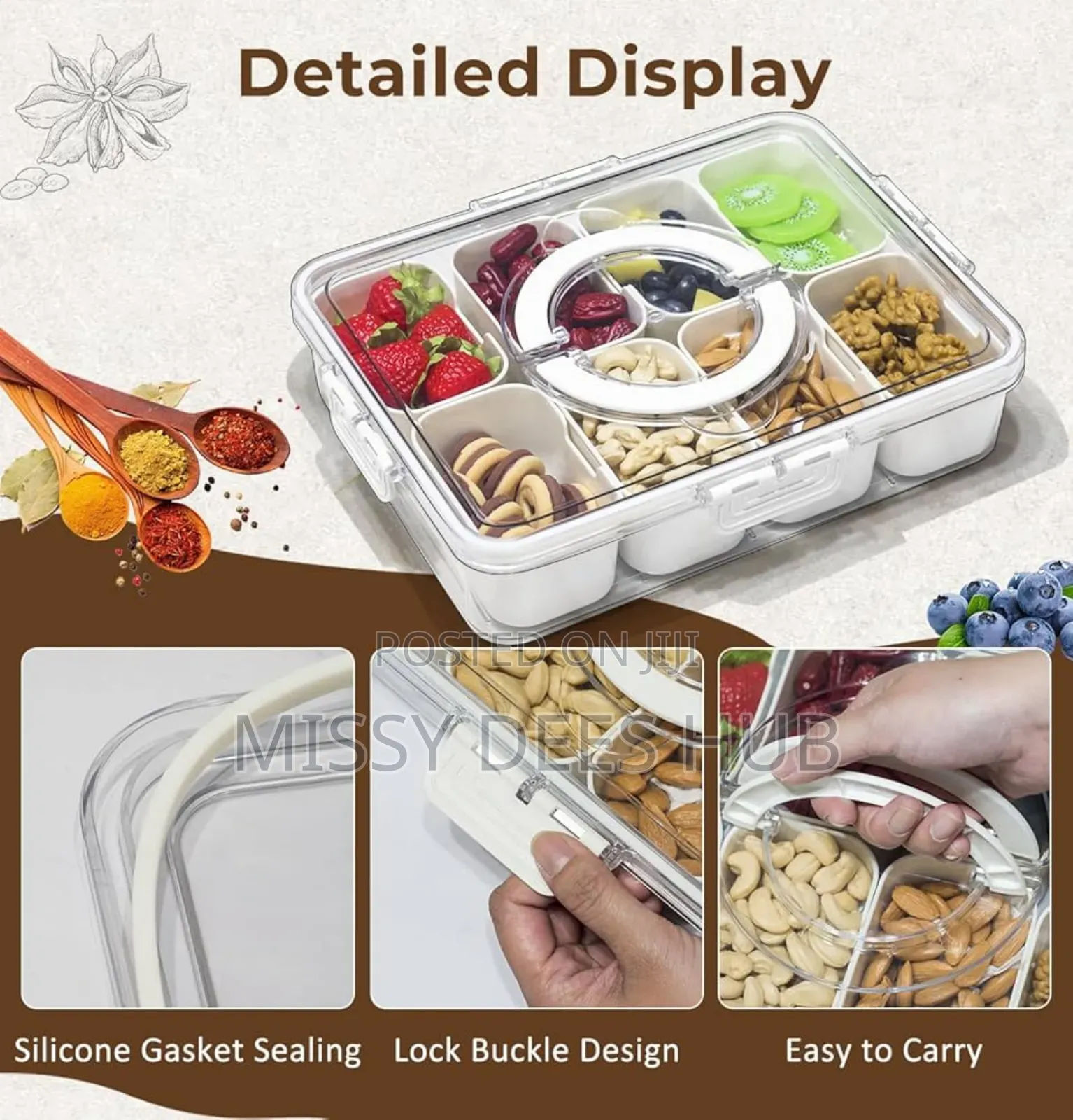 Multipurpose 8-Grid Acrylic Storage Bowl