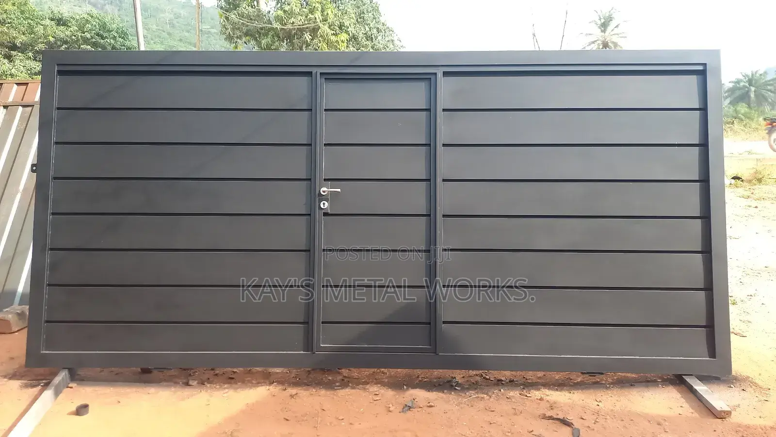 Modern Plate Panel Gate | Custom Galvanized Steel Main Gate
