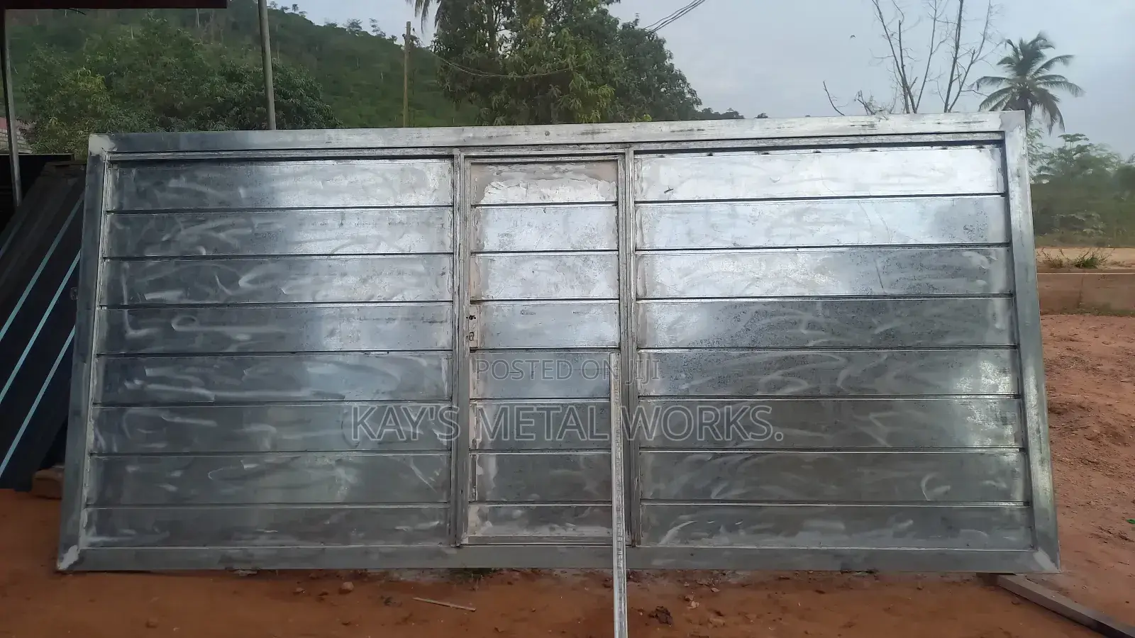 Modern Plate Panel Gate | Custom Galvanized Steel Main Gate