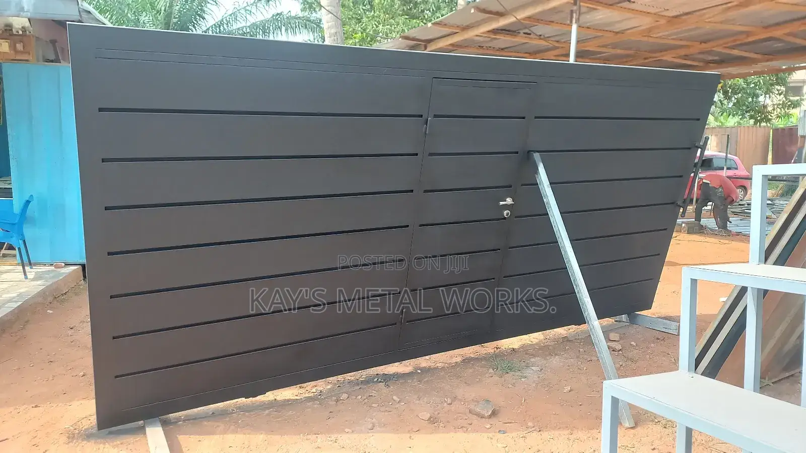 Modern Plate Panel Gate | Custom Galvanized Steel Main Gate