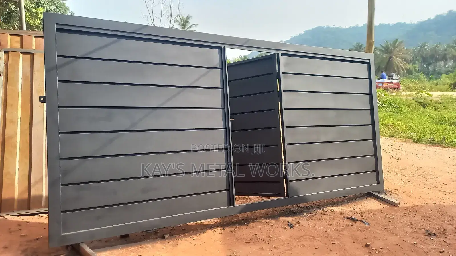 Modern Plate Panel Gate | Custom Galvanized Steel Main Gate