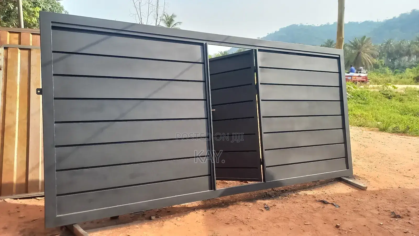 Modern Plate Panel Gate | Custom Galvanized Steel Main Gate